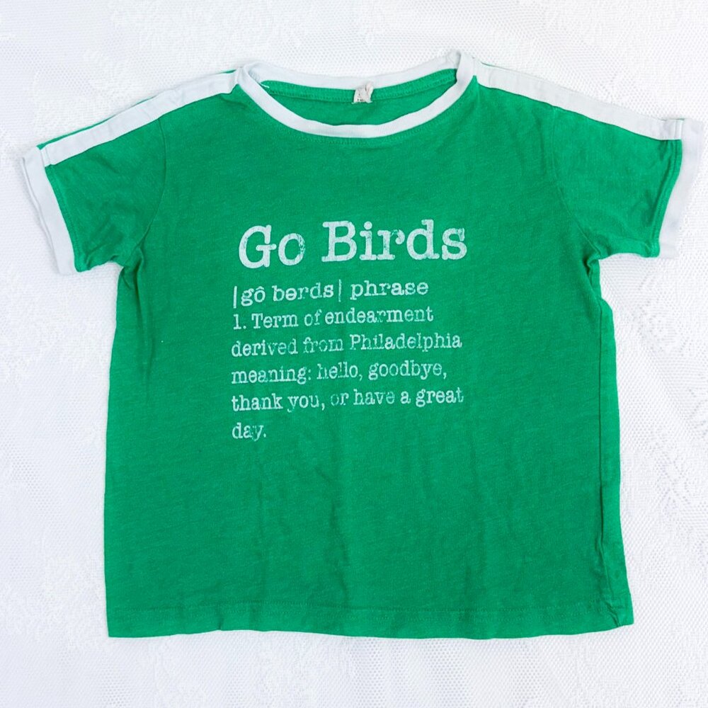 Philadelphia Eagles GO BIRDS Kids Shirt Kelly Green Football Fan Attire